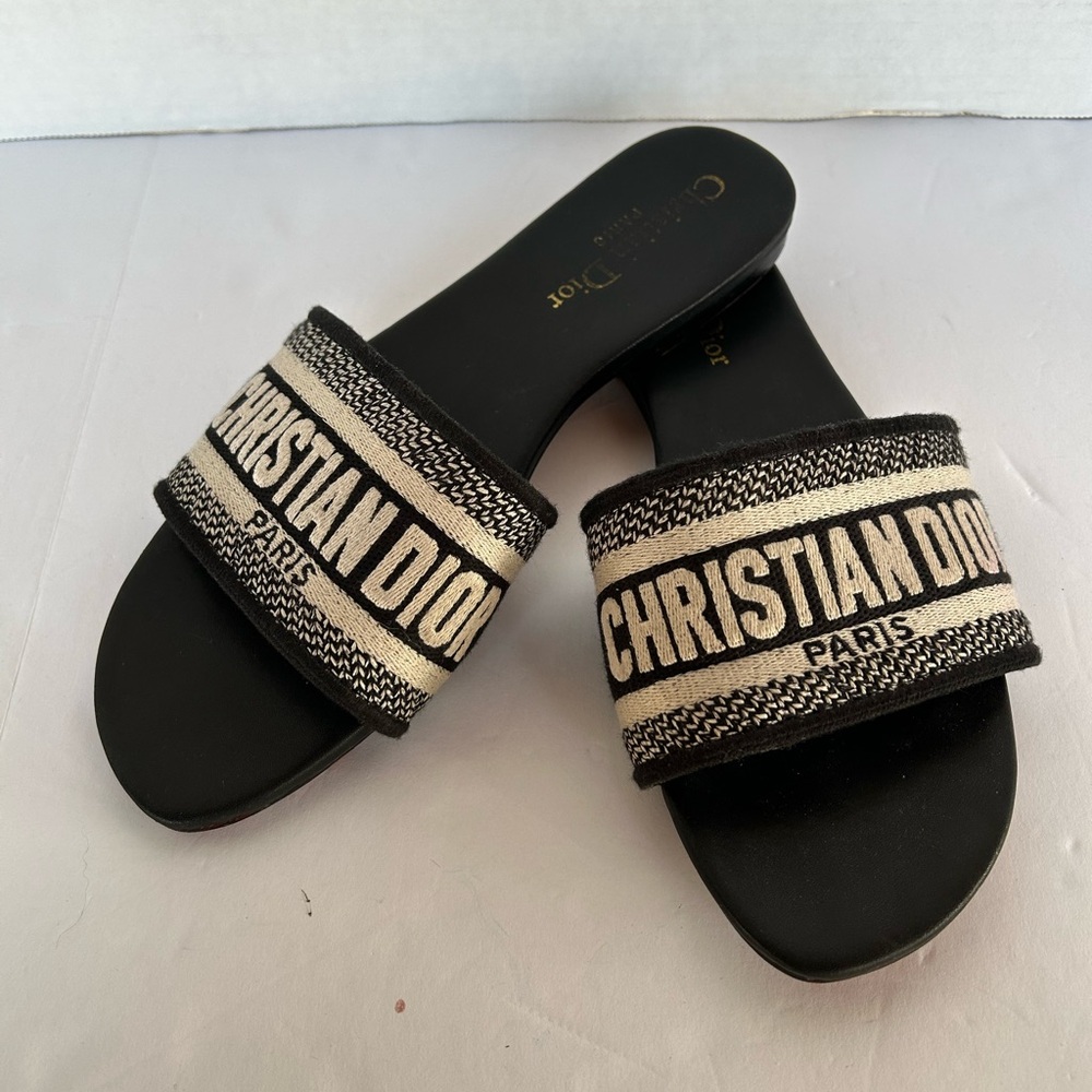 Authentic Dior Black and Cream Sandals